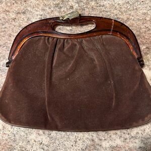 Vintage Brown Suede Clutch